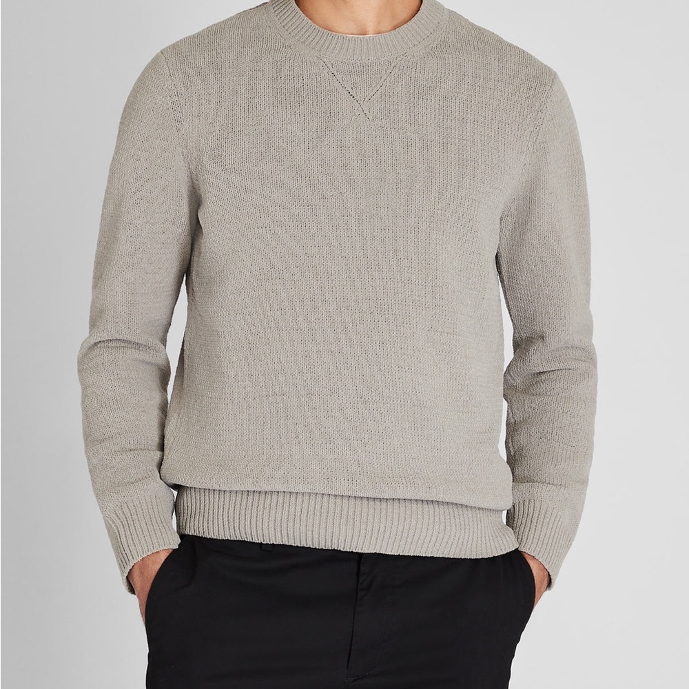 NWT Club Monaco Men's Steel Grey Statement Chenille Crewneck Sweater, M